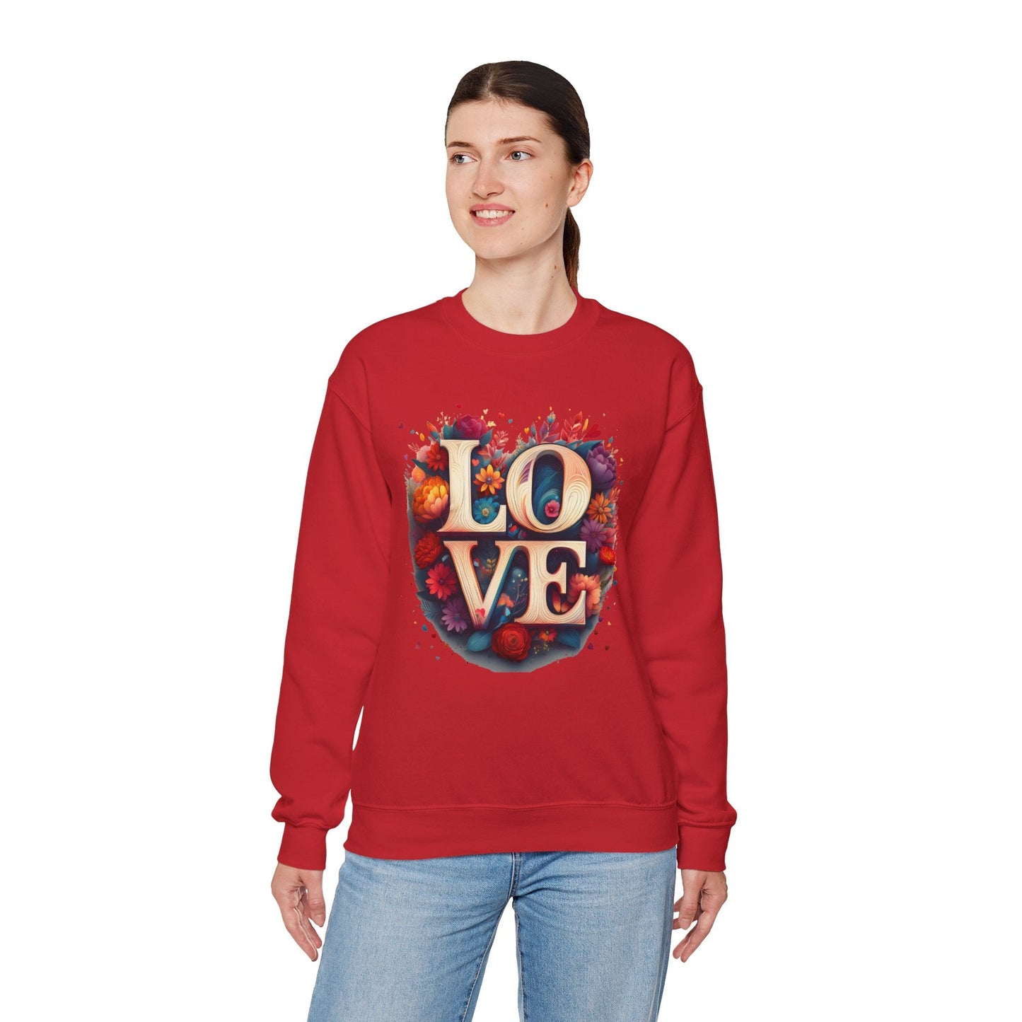 Floral Love Sweatshirt Unisex Valentines Day Gift Love Flower Crewneck Sweatshirt