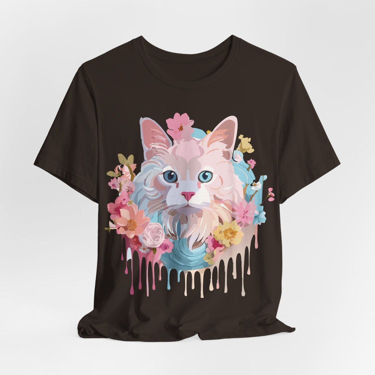 Cat Graphic Unisex Cotton Bella+Canvas Tee with Art Animal Design e102