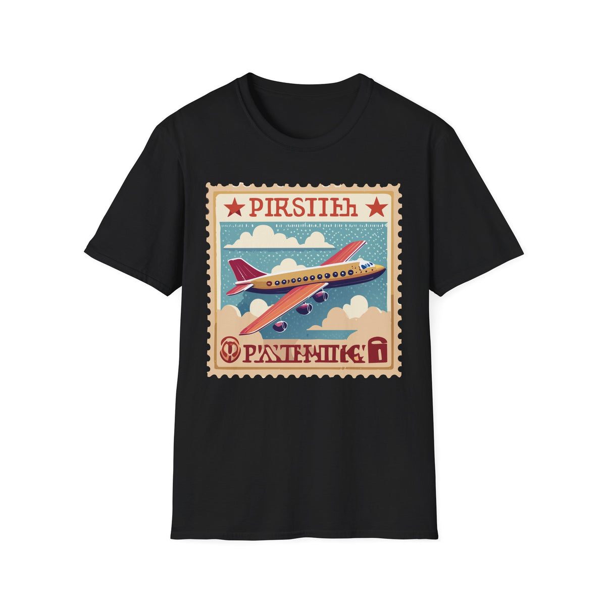 Vintage Airplane Stamp design T-Shirt | Retro Travel Plane Graphic Tee
