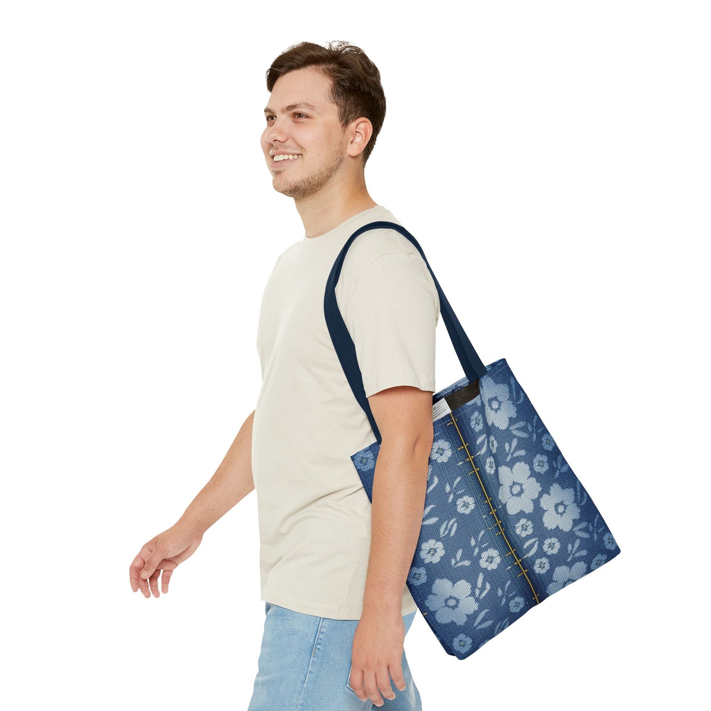 Denim Fabric Imitation Print Unisex Canvas Bag Poly Spun 3 Sizes Tote Bag 118