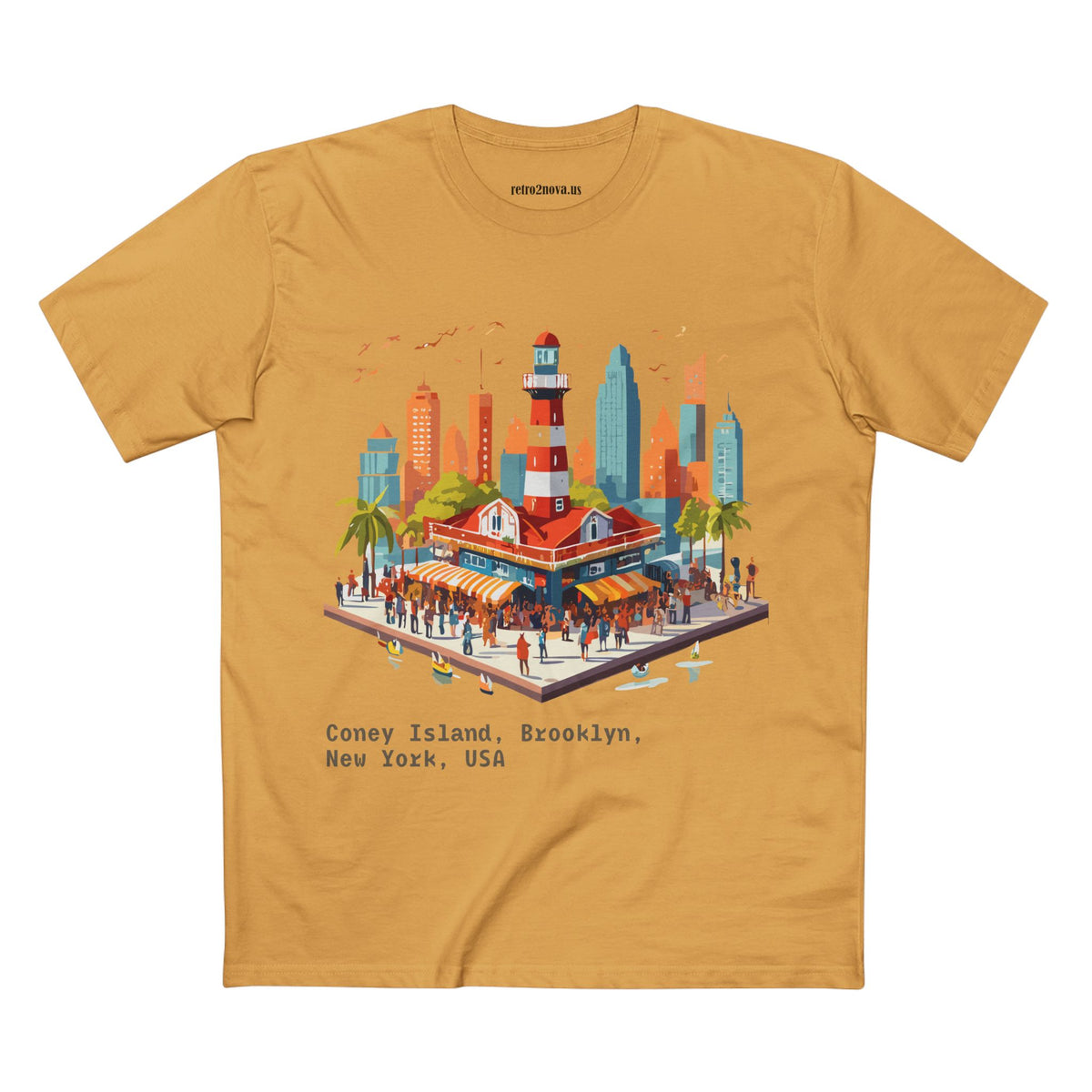 Coney Island Brooklyn New York Tee | Cityscape Lighthouse Illustration