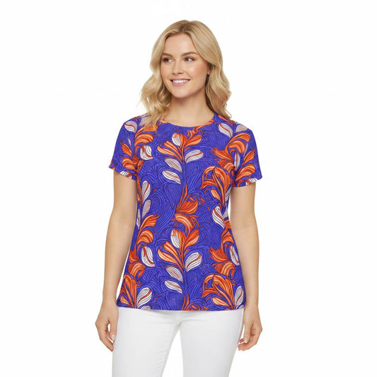 Women Poly Span T-Shirt with Floral Print