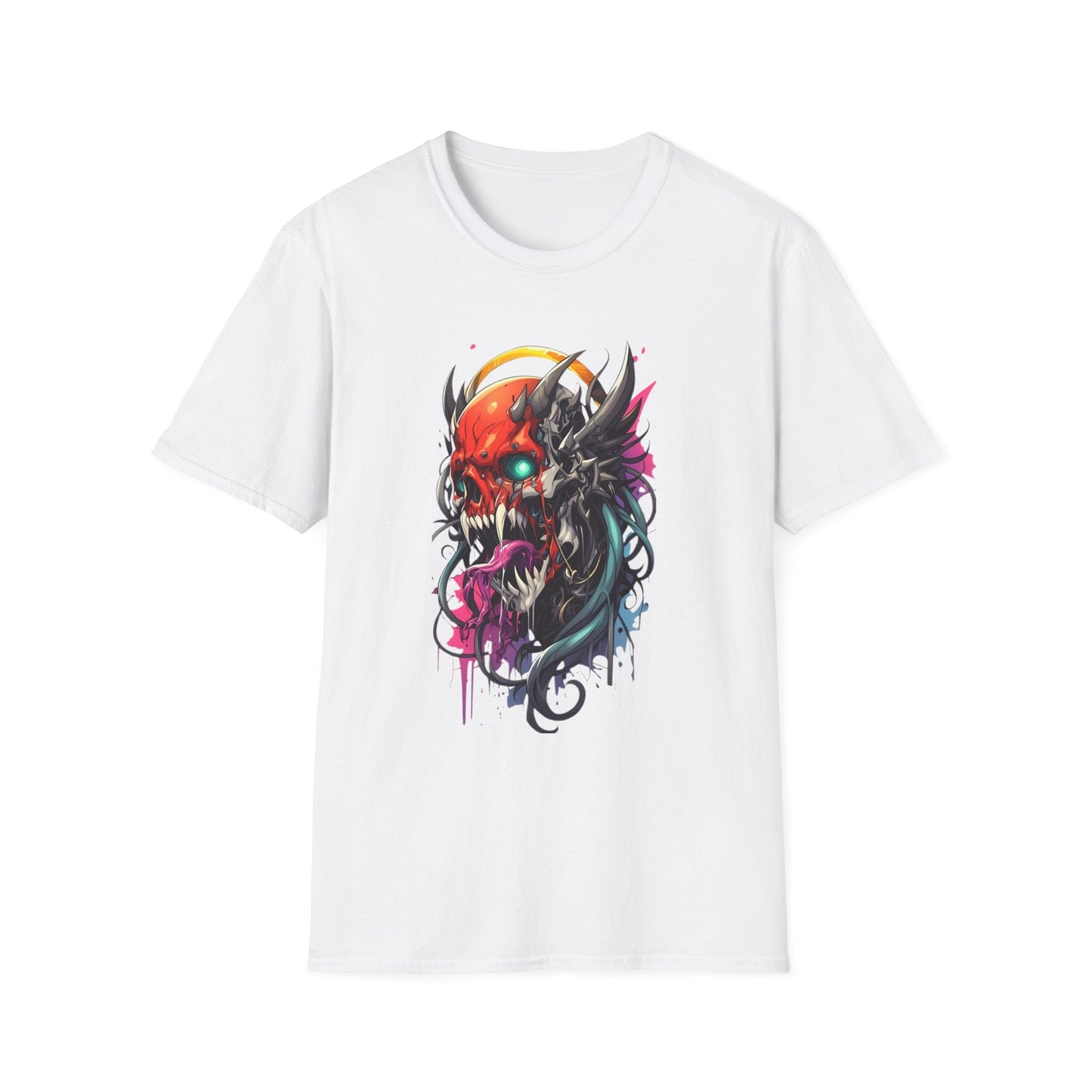 Skull Tee Shirt Unisex Skeleton Art Design Gildan Softstyle 64000 100 Percent Ring Spun Cotton