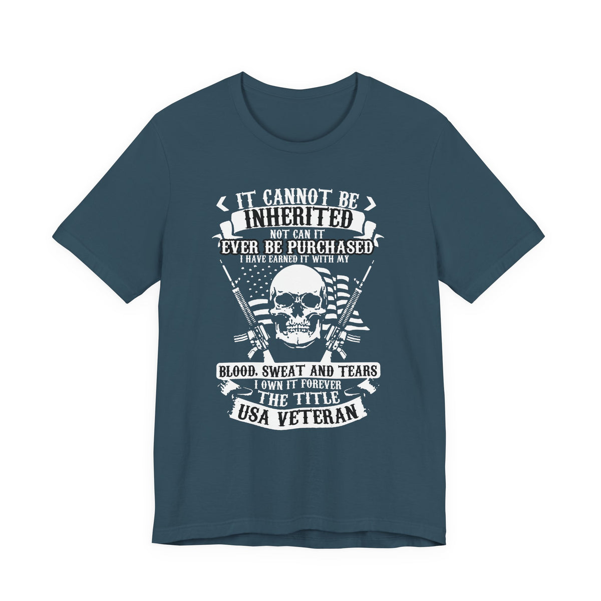 USA Veteran skull flag crossed rifles T-Shirt Military pride Unisex Cotton tee v54