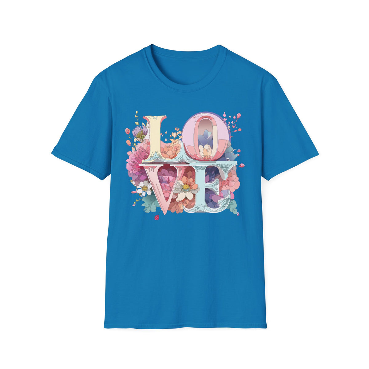 LOVE floral letter tee, T-Shirt | pastel bloom typography
