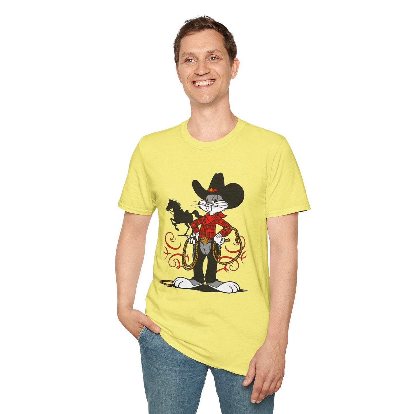 Cartoon Bunny Graphic Unisex Cotton Animal Animation Artwork Design Tee 1
