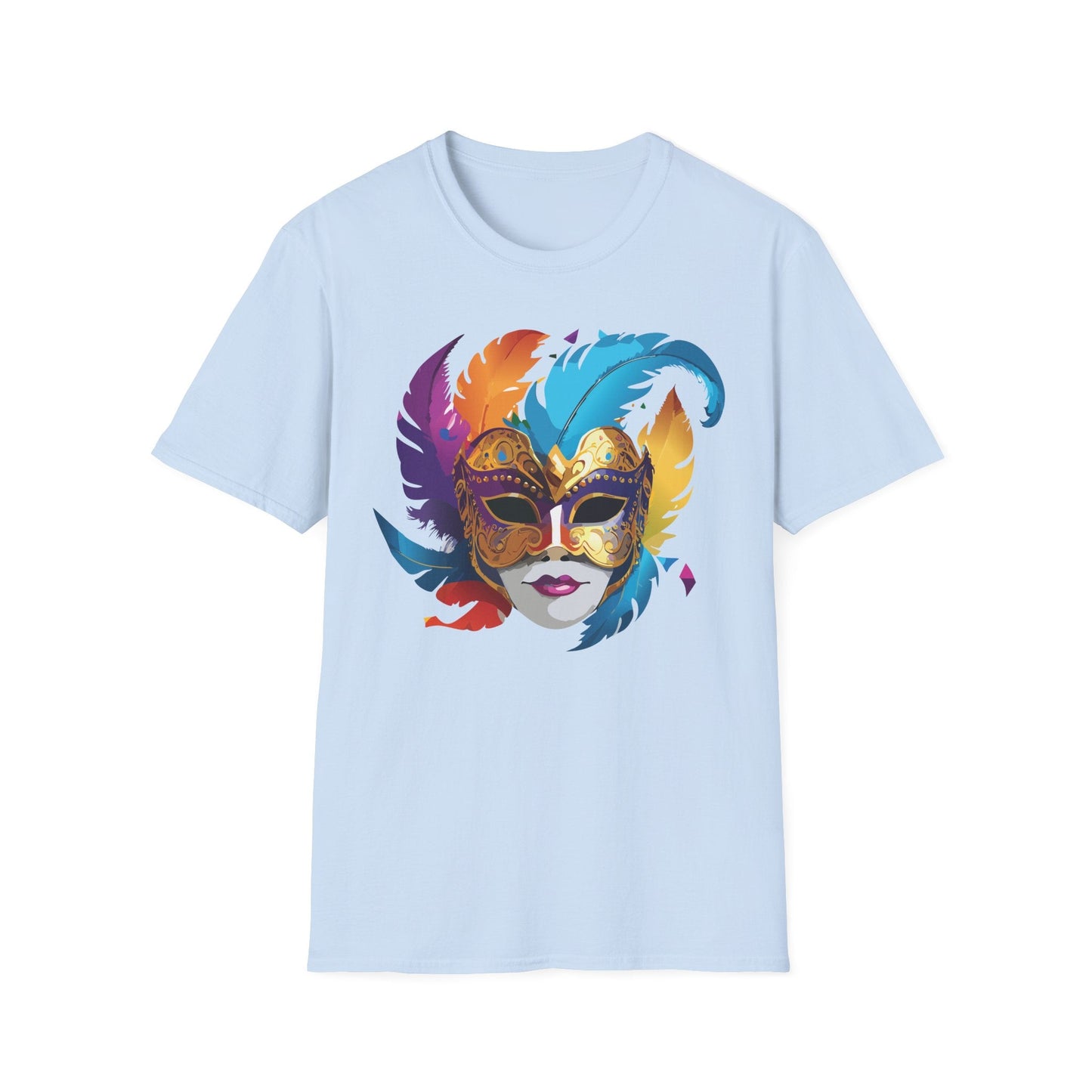 Mask Tee Shirt Unisex Short Sleeve Cotton Tee Art Design Masquerade Gildan Softstyle 64000