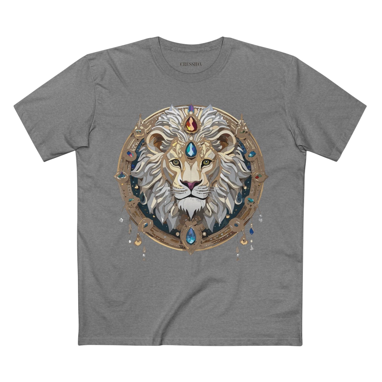 Lion Graphic Unisex 100 Cotton Tee With Unique Animal Golden Medallion Art Design 59