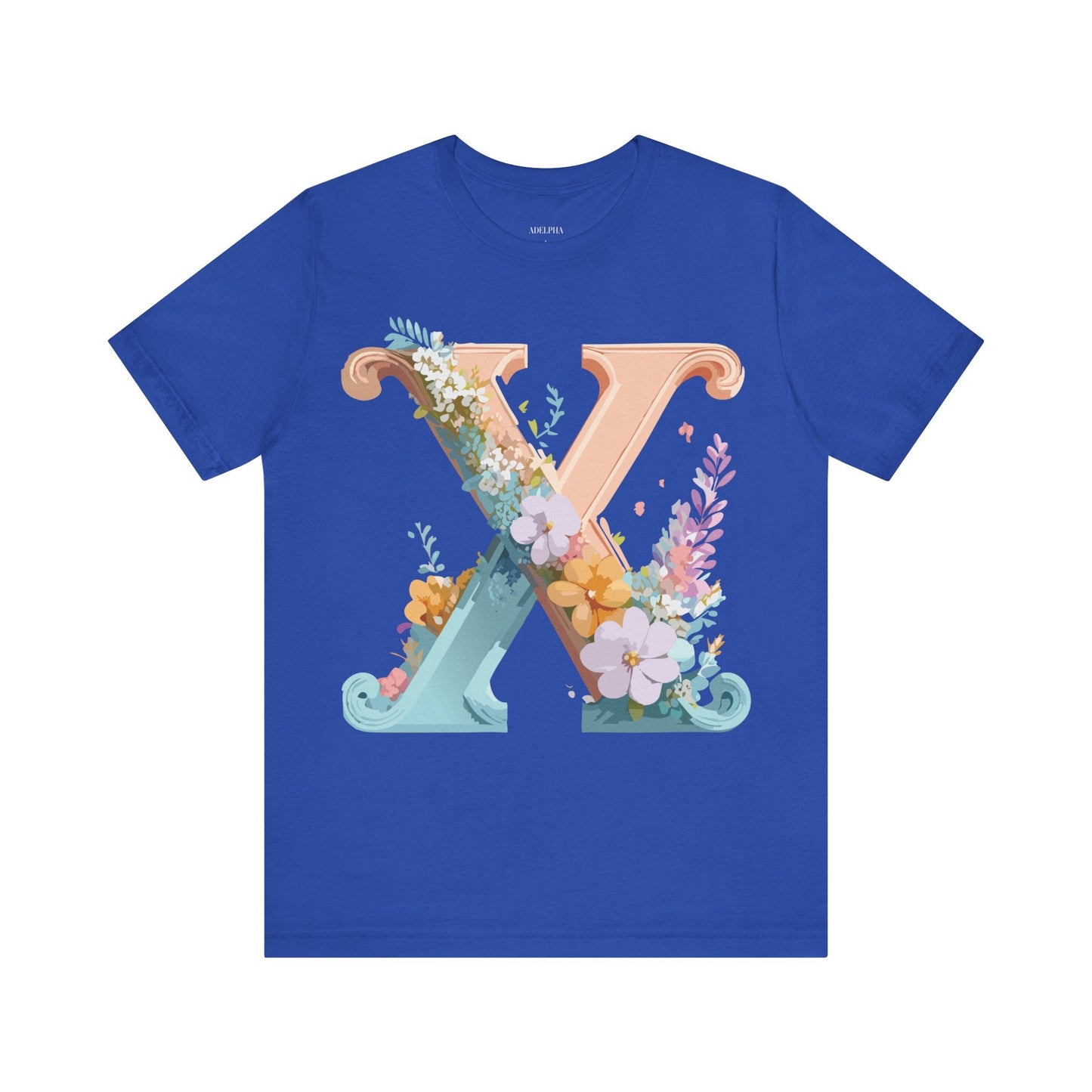 Letter X Shirt Graphic Tee Unisex Short Sleeve Vintage Inspired Adelpha Art Design
