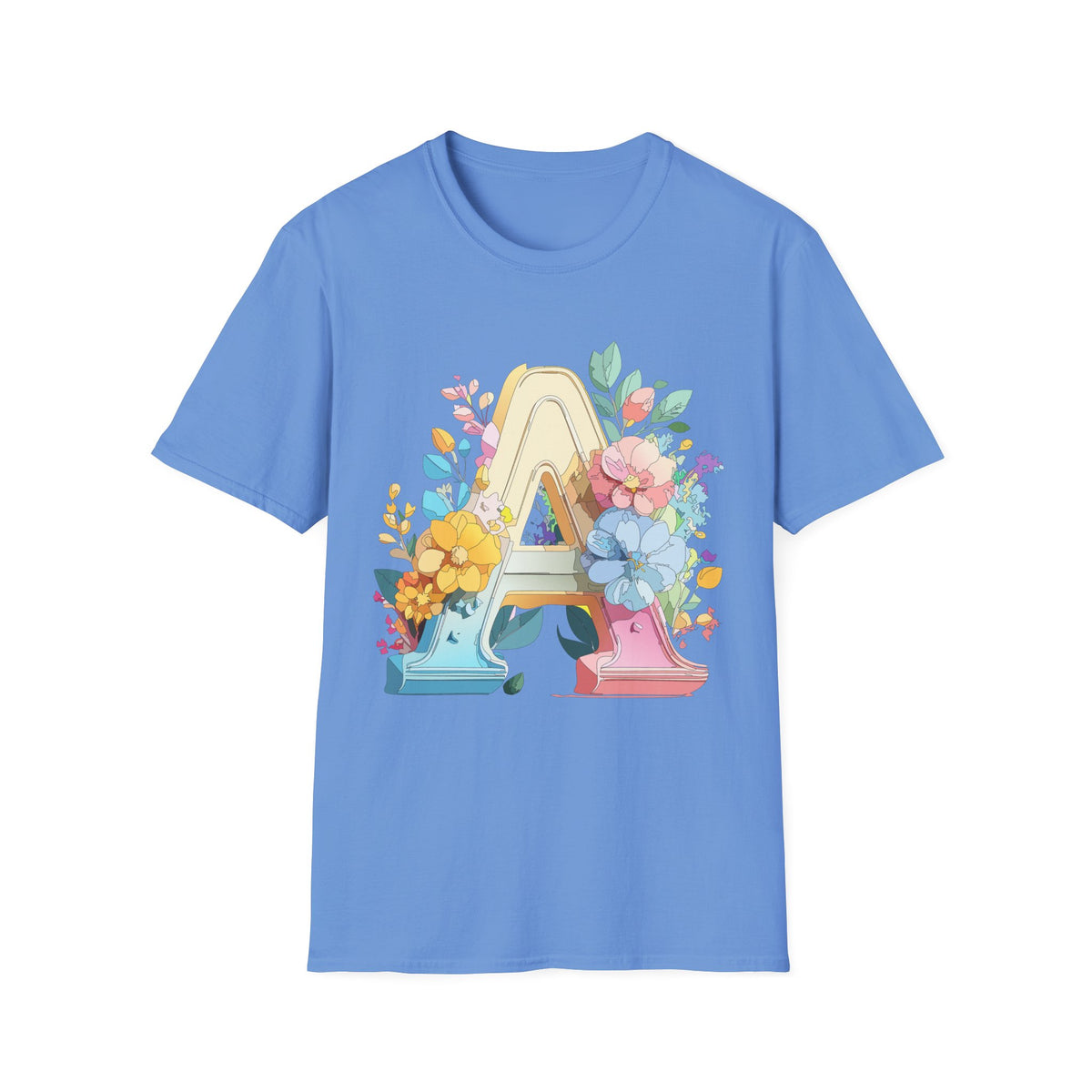Floral Letter A Monogram T-Shirt | Botanical Initial Tee
