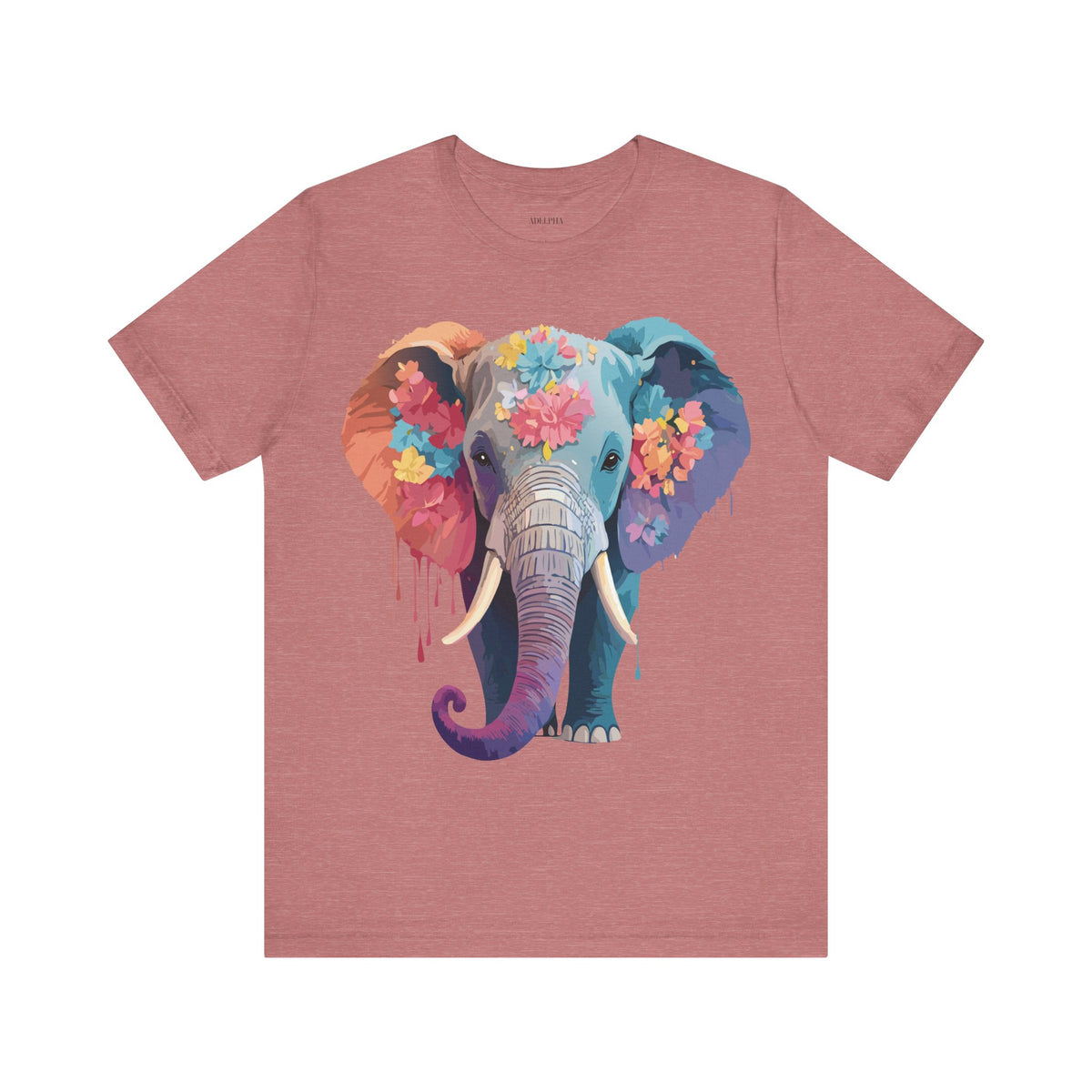 Elephant Graphic Unisex Cotton Bella+Canvas Tee with Art Animal Design e127
