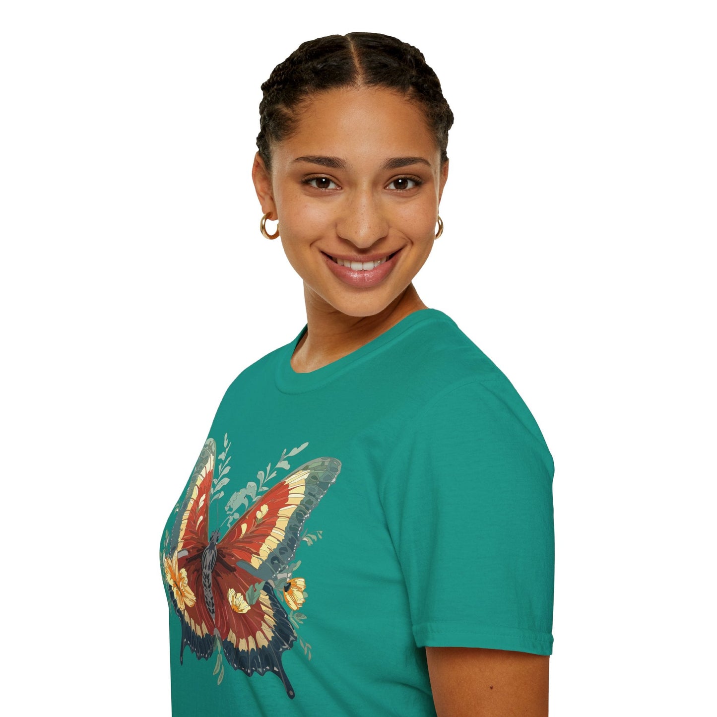 Butterfly T Shirt Unisex Gildan Softstyle 64000 Comfort Monarch Design 100 Percent Cotton