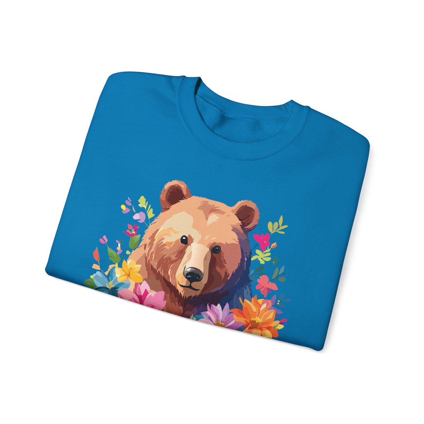 Unisex Floral Bear Sweatshirt With Art Design Animals Sweatshirt
