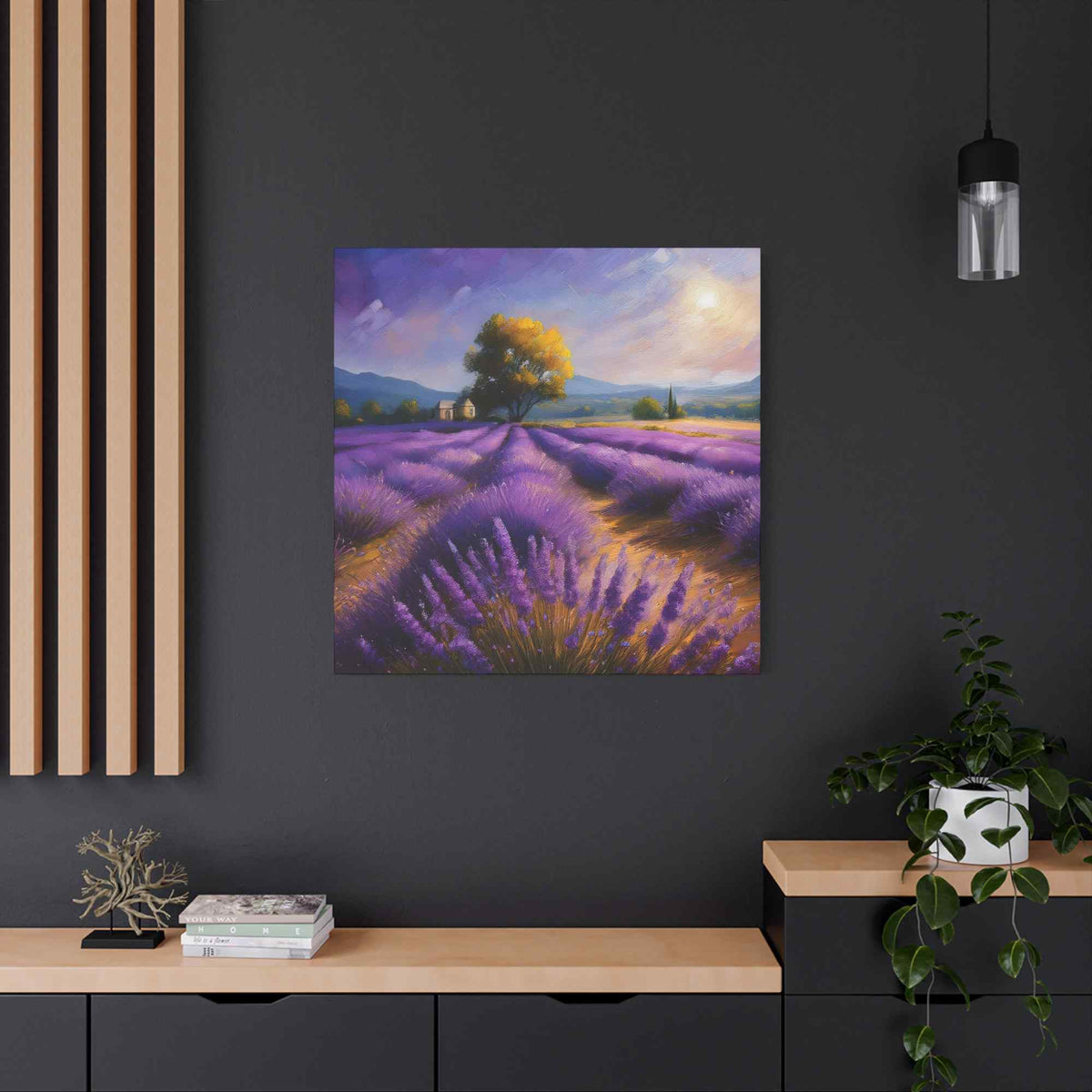Lavender Landscape Print Canvas, Landscape Oil Paint Print 20x20, 24x24, 30x30, 32x32, 36x36 Art Design Print Non-Frame MC-35