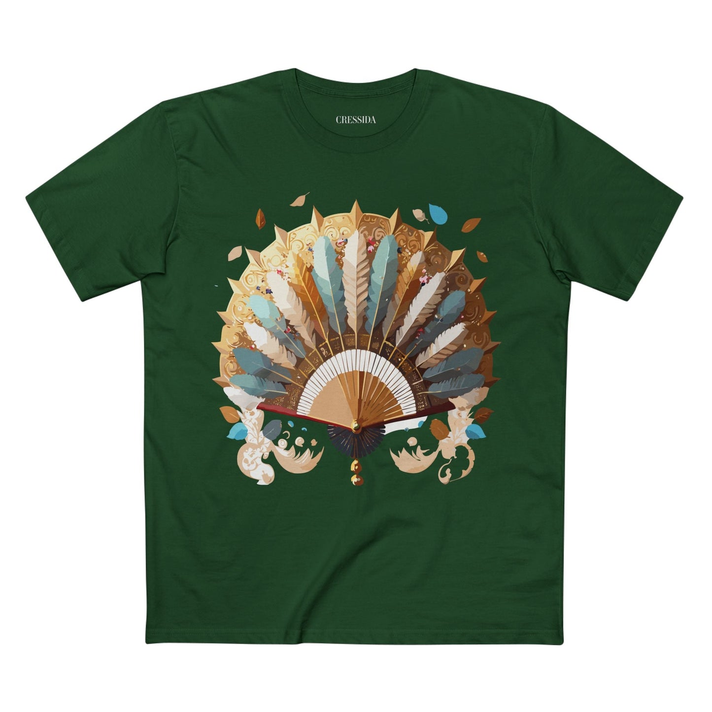 Antique Fan Graphic Design T-Shirt Unisex 100 Cotton Floral Carnival Artwork Tee 7
