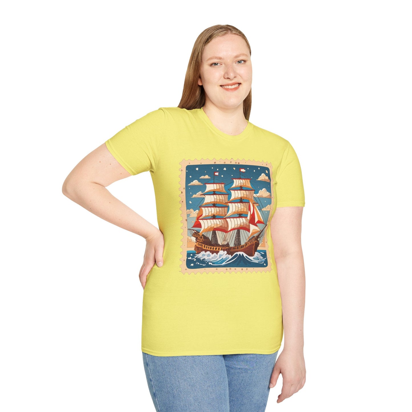 Ship T Shirt Unisex Frigate Vessel Tee Gildan Softstyle 64000 100 Percent Ring Spun Cotton