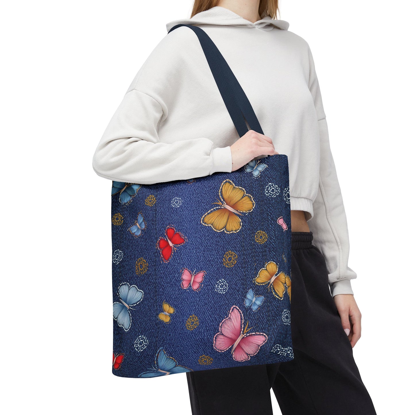 Denim Fabric Imitation Print Unisex Canvas Bag Poly Spun 3 Sizes Tote Bag 169