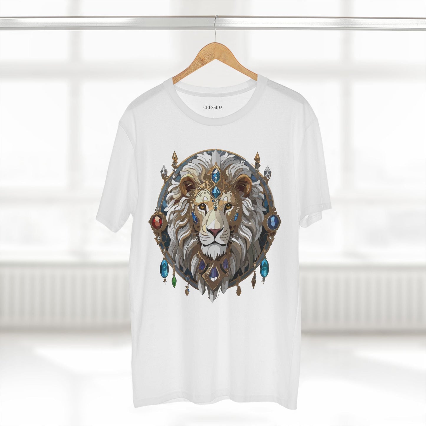 Lion Graphic Unisex 100 Cotton Tee With Unique Animal Golden Medallion Art Design 57