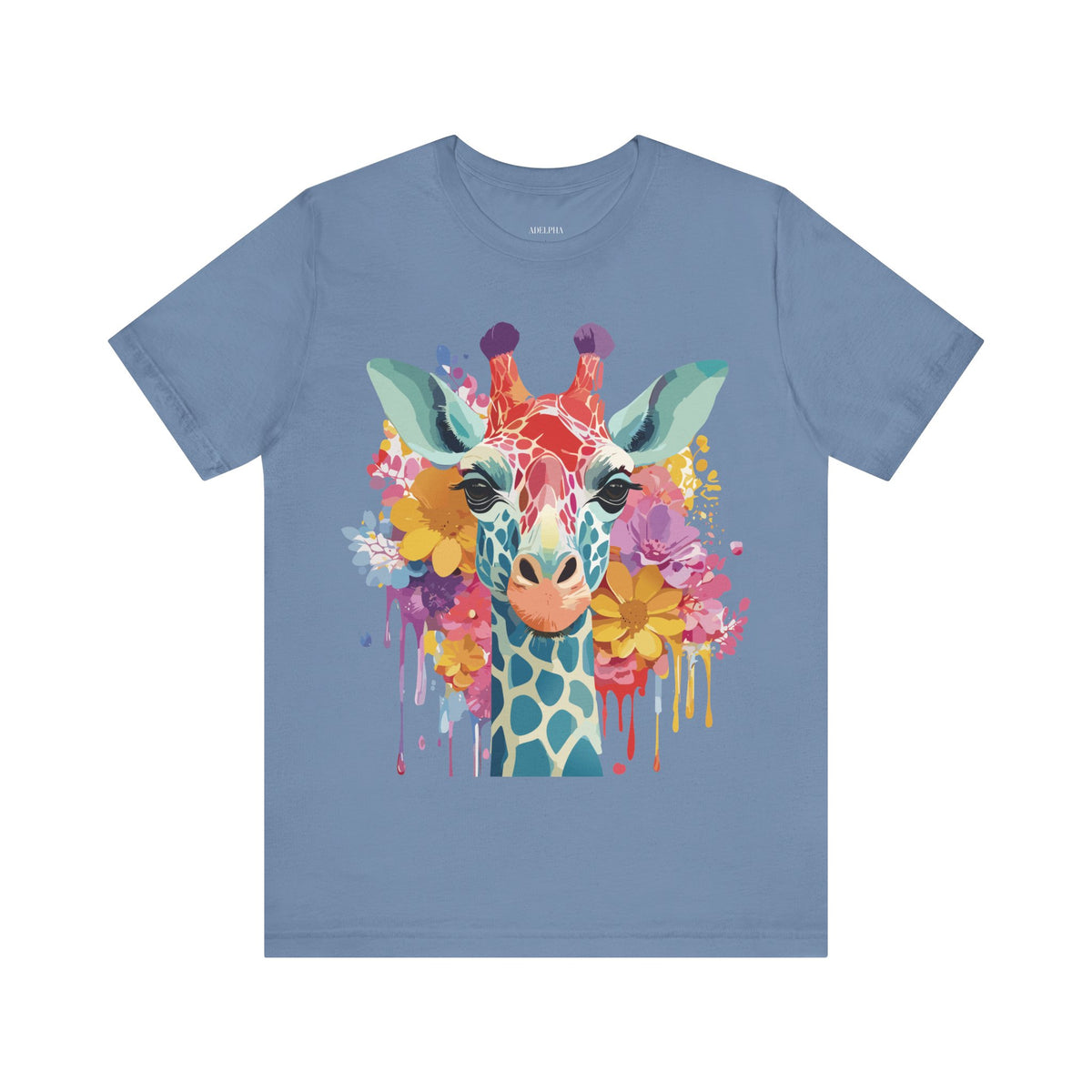 Giraffe Graphic Unisex Cotton Bella+Canvas Tee with Art Animal Design e19