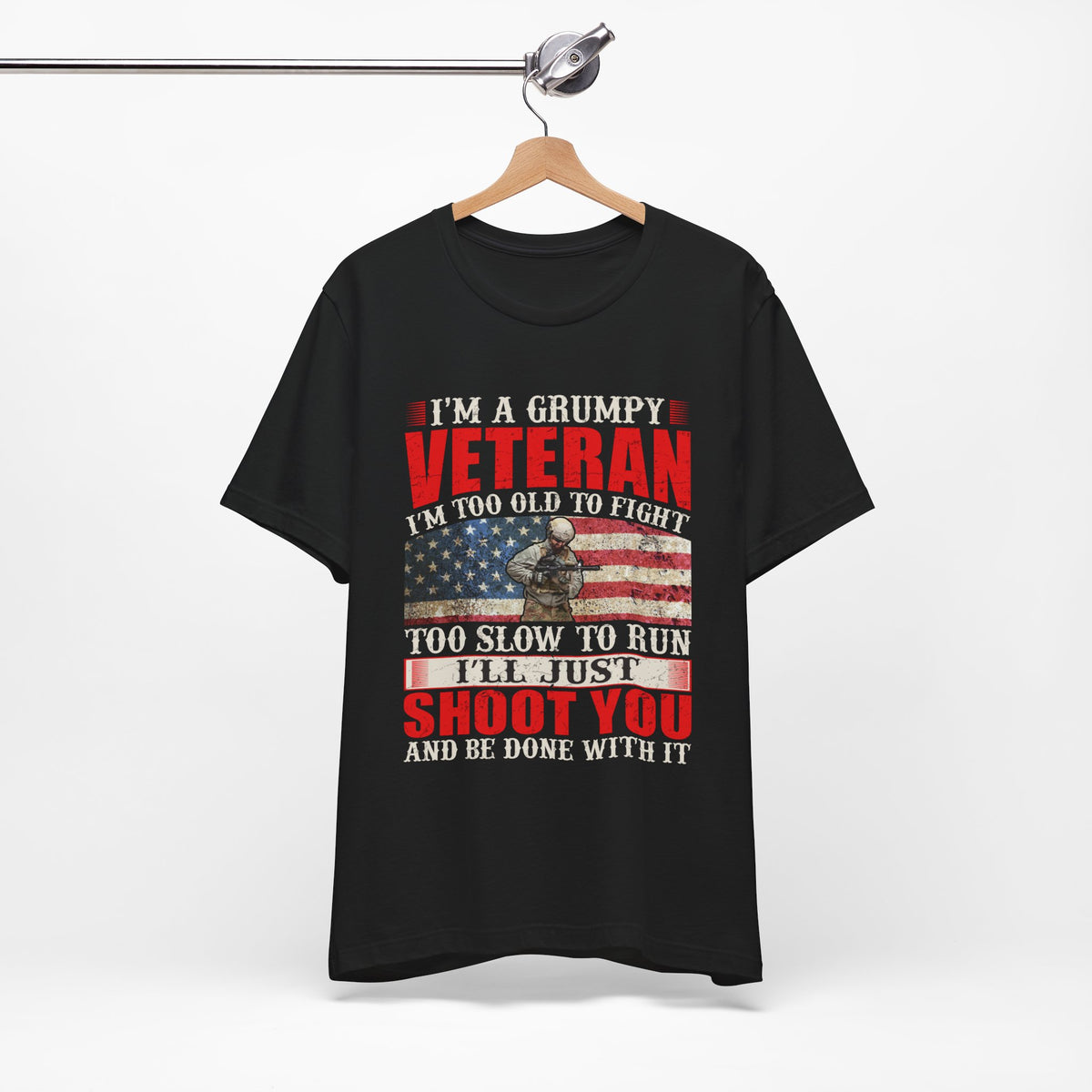 Grumpy Veteran Flag graphic Tee Veteran Patriotic Unisex Cotton Shirt v38