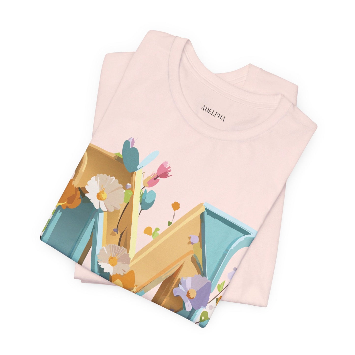 Letter M Shirt Unisex Graphic Tee Vintage Inspired Artwork Adelpha Jersey Short Sleeve