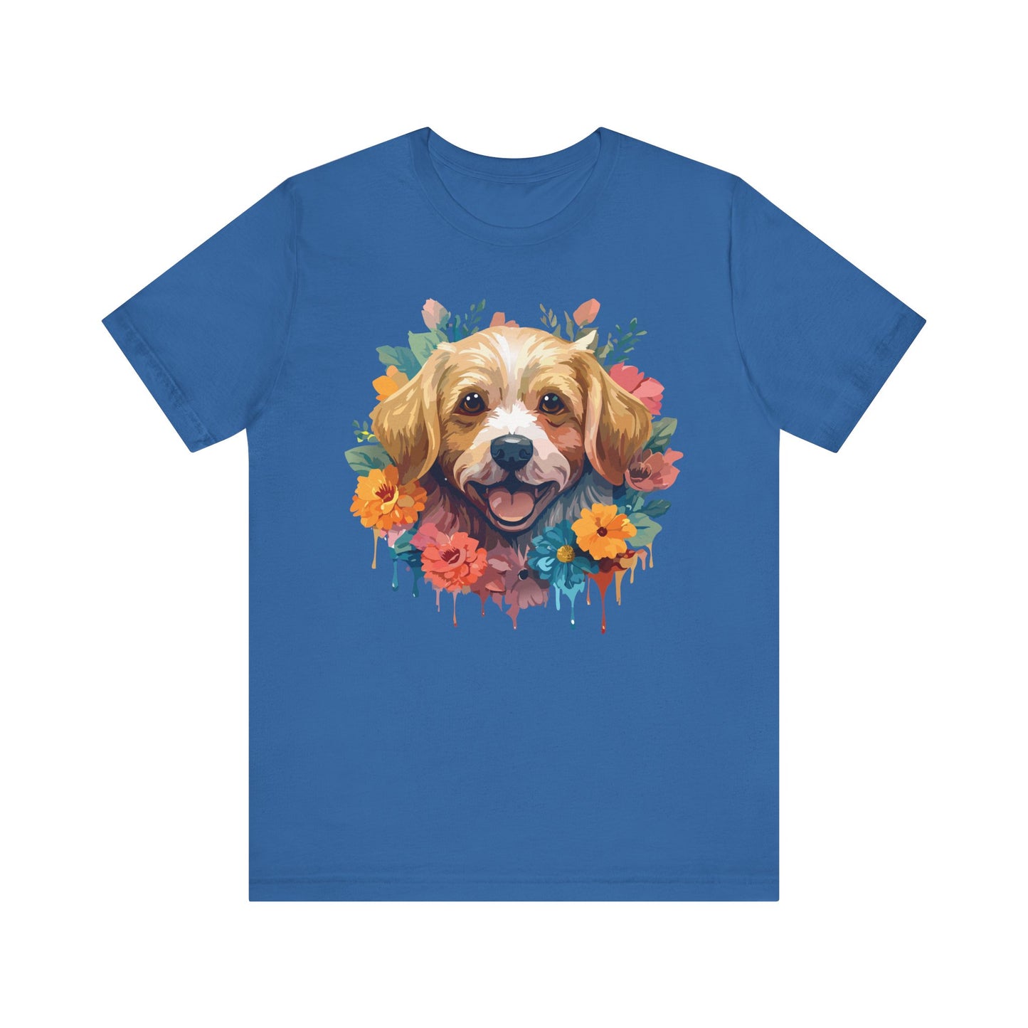 Floral Dog Tee, Animal Shirt, Dog Shirt, Floral Tee, Flower T-shirt, T-Shirt with Animal, Summer Top with Art Design