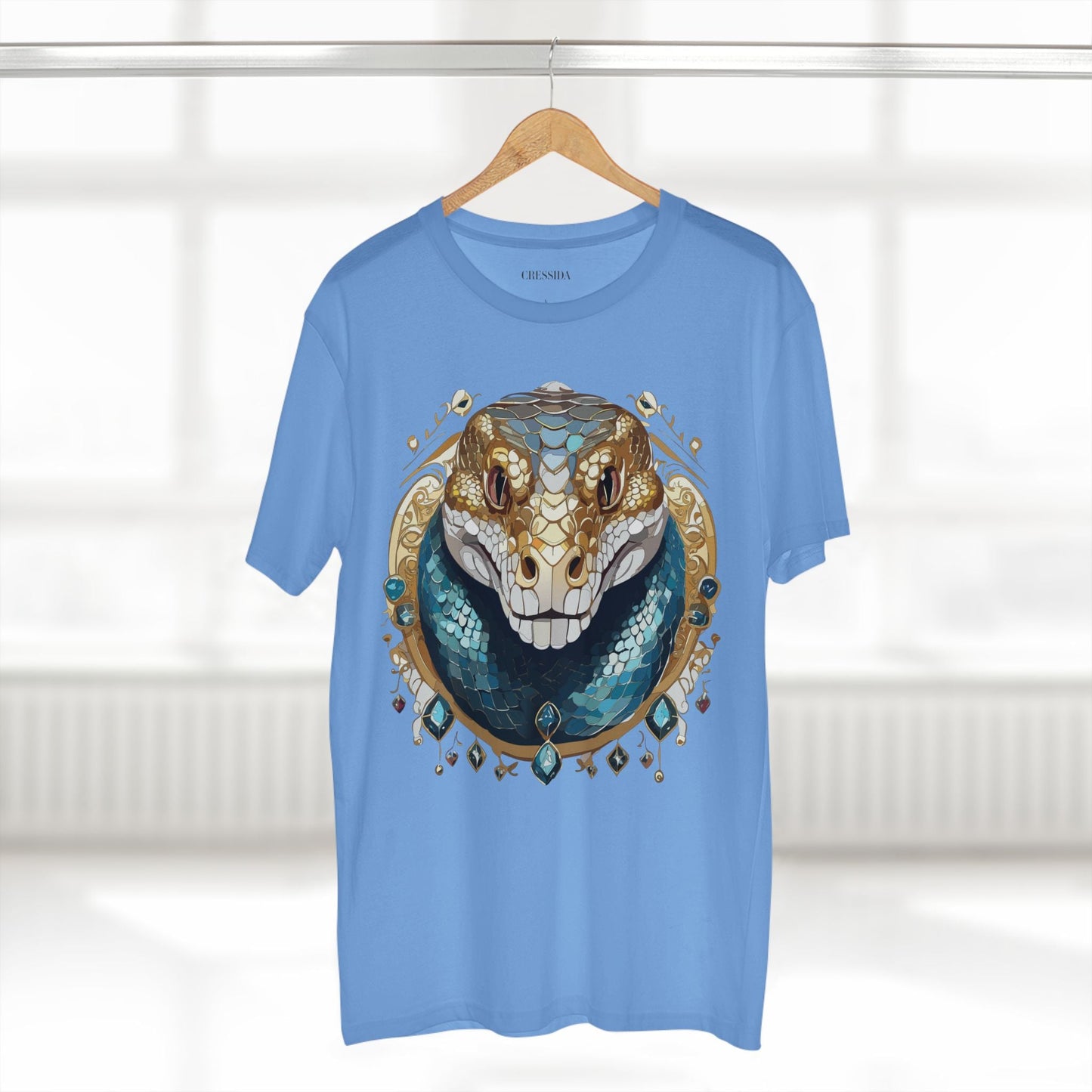 Snake Graphic Unisex 100 Cotton Tee With Unique Animal Golden Medallion Art Design 43