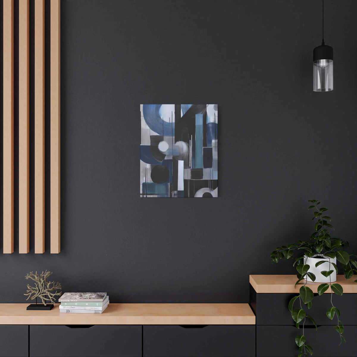 Blue Abstract Painting Print Canvas 20x24,20x30,24x30, 24x32,24x36,30x40, 32x48,36x48,40x60 Pine-Wood Inner Frame ABS-28