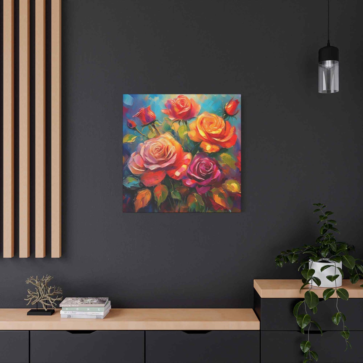 Orange Roses Print Canvas, Roses Oil Paint Print 20x20, 24x24, 30x30, 32x32, 36x36, Floral Art Design Print Non-Frame MC-17