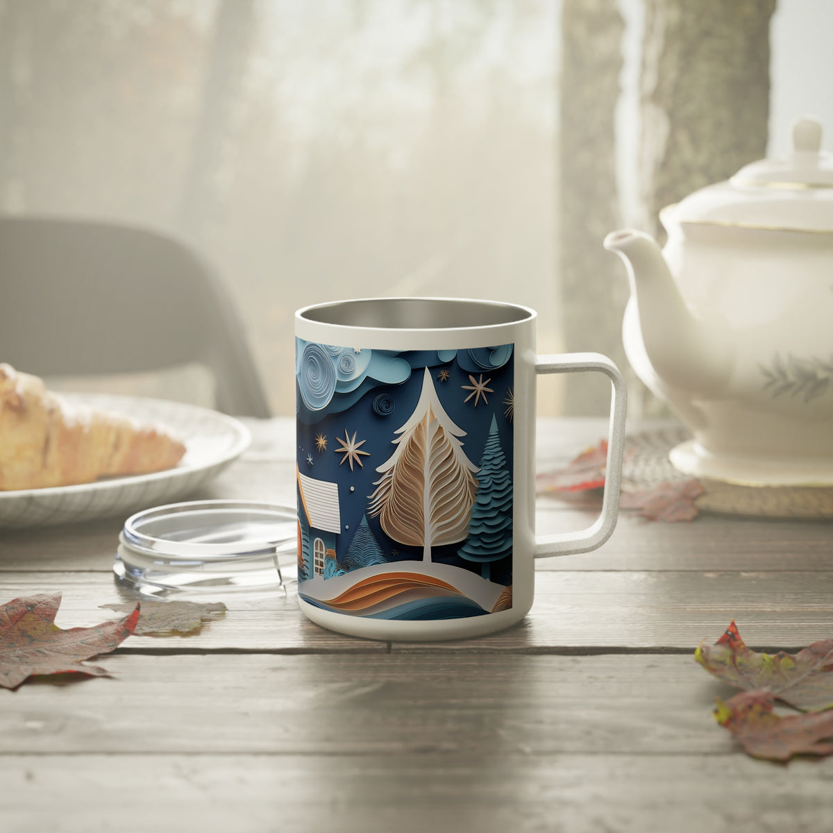 6 Art Design Insulated Coffee Mug Clear Lid 10oz Insulated Coffee Mug 10oz