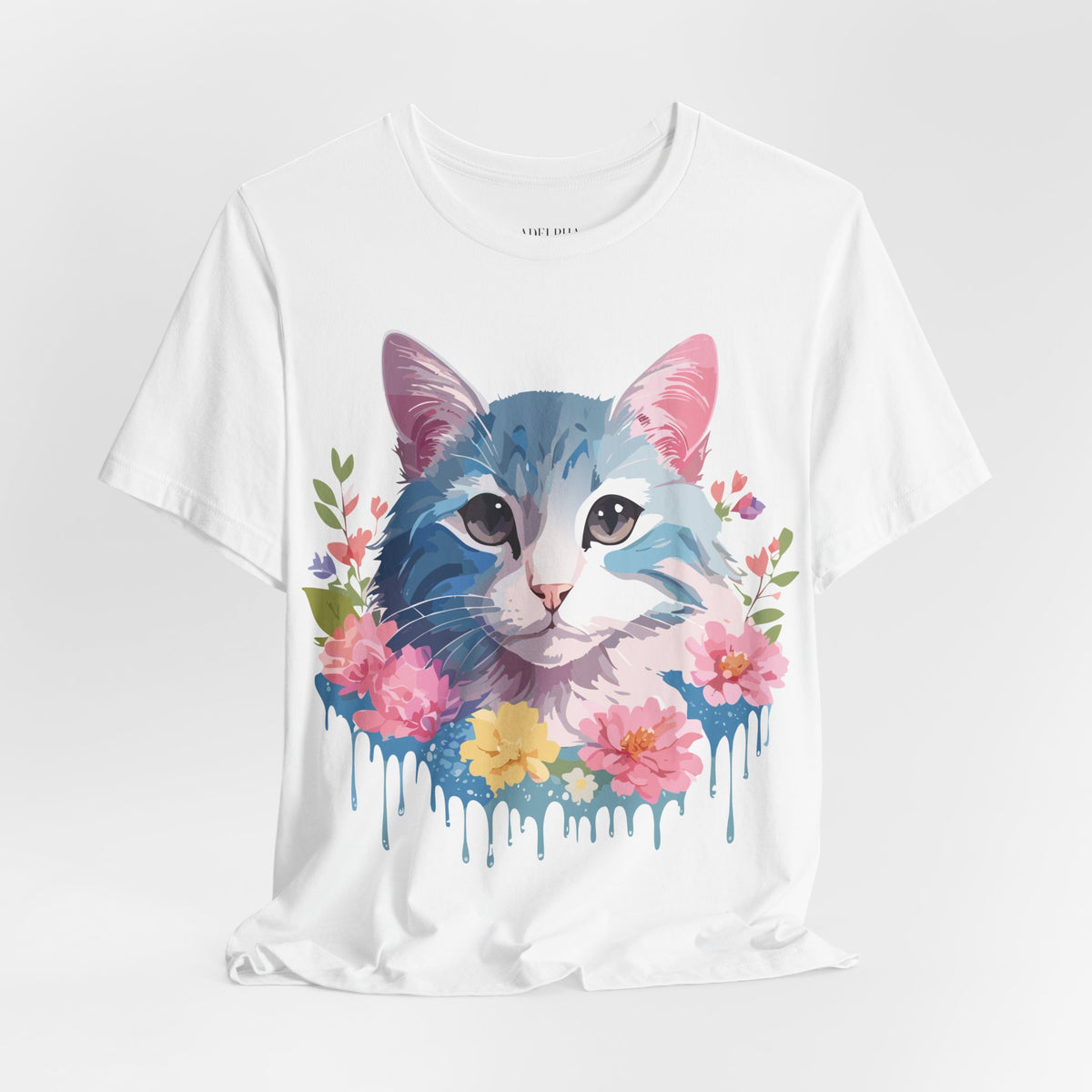 Cat Graphic Unisex Cotton Bella+Canvas Tee with Art Animal Design e105