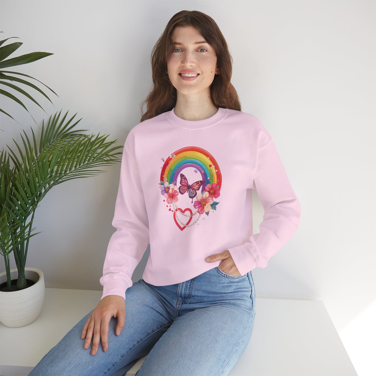 Rainbow Heart Sweatshirt, Floral Heart Sweatshirt, Floral Love Sweatshirt, Valentine's Day Sweatshirt, Rainbow Heart Floral Sweatshirt 106