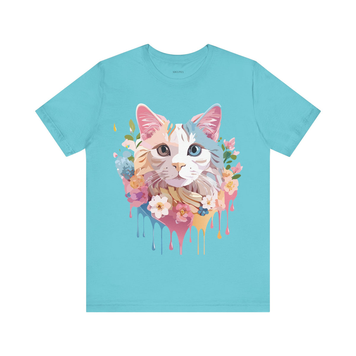 Cat Graphic Unisex Cotton Bella+Canvas Tee with Art Animal Design e209