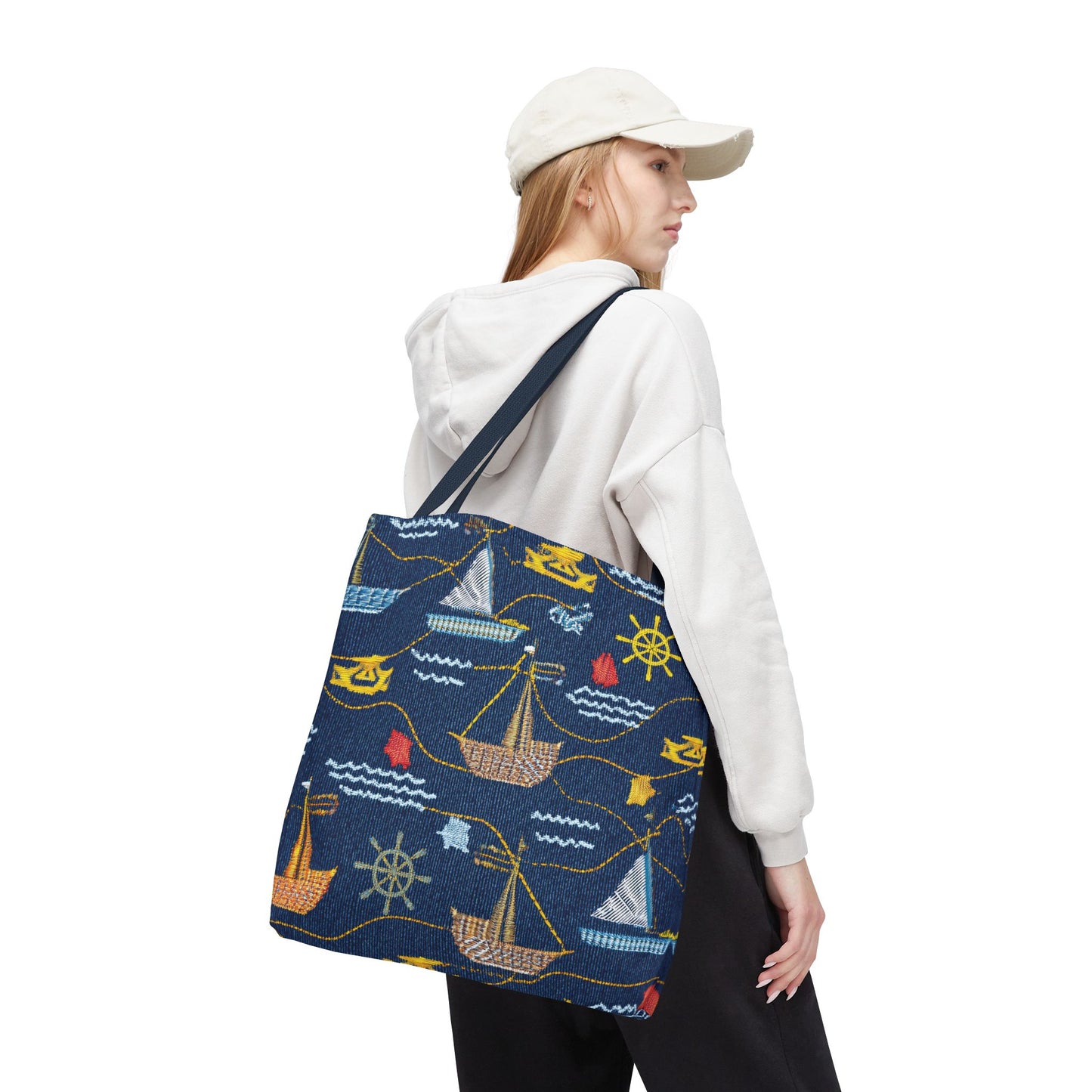 Denim Fabric Imitation Print Unisex Canvas Bag Poly Spun 3 Sizes Tote Bag 182-13