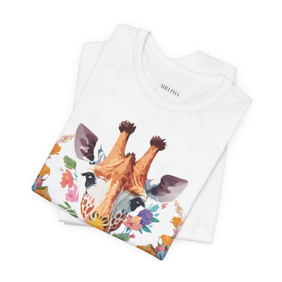 Giraffe Graphic Unisex Cotton Bella+Canvas Tee with Art Animal Design e23
