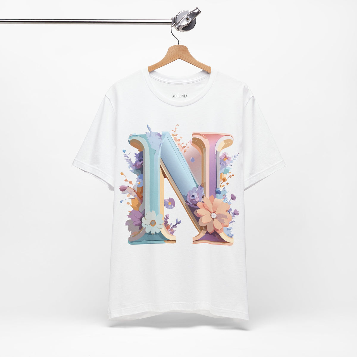 Letter N Graphic Unisex Cotton Bella+Canvas Tee with Art Letter Design