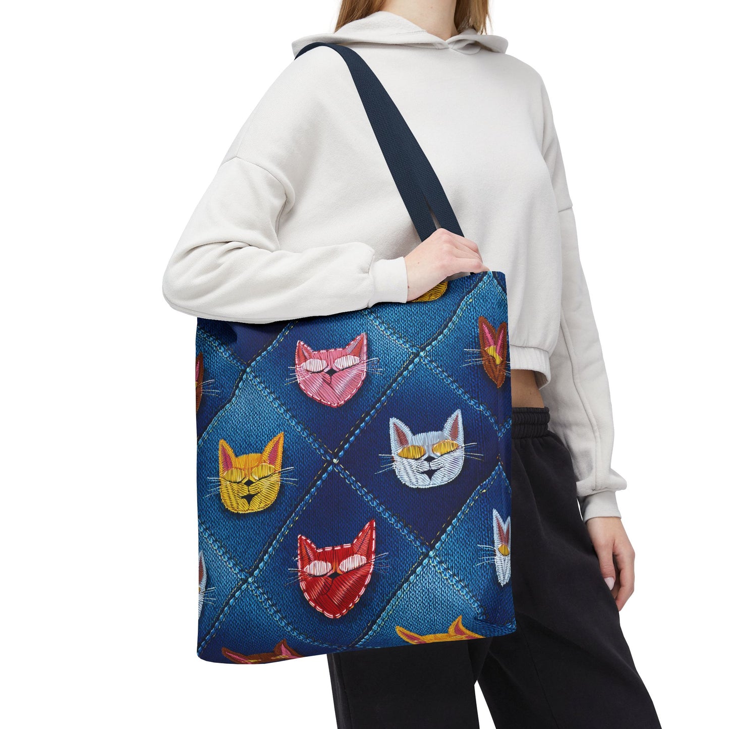 Love Day Graphic Design Denim Fabric Imitation Print Unisex Canvas Bag POLY 3 Sizes Tote Bag 201-21