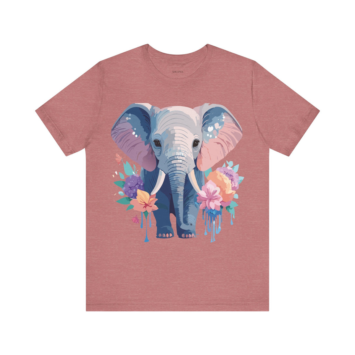 Elephant Graphic Unisex Cotton Bella+Canvas Tee with Art Animal Design e129