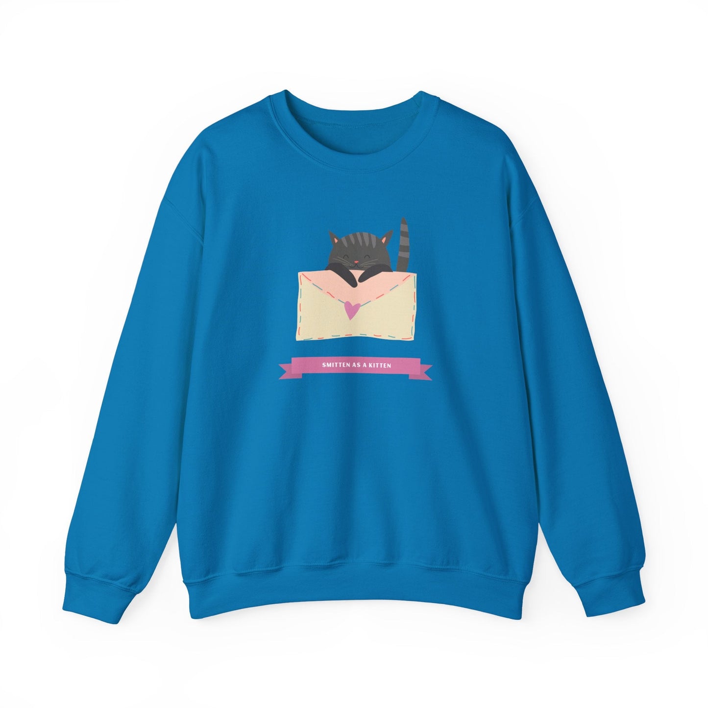 Cat Heart Sweatshirt Love For Cat Lovers Unisex Crewneck Fifty Fifty Cotton Poly Blend Gildan 18000