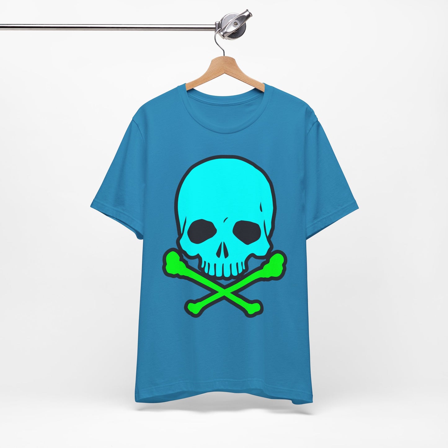 Blue Skull Graphic Design Tee, Skull Shirt, Vintage Tees, Art Design T-Shirt, Vintage Graphic Tee, Art Shirts with Skulls