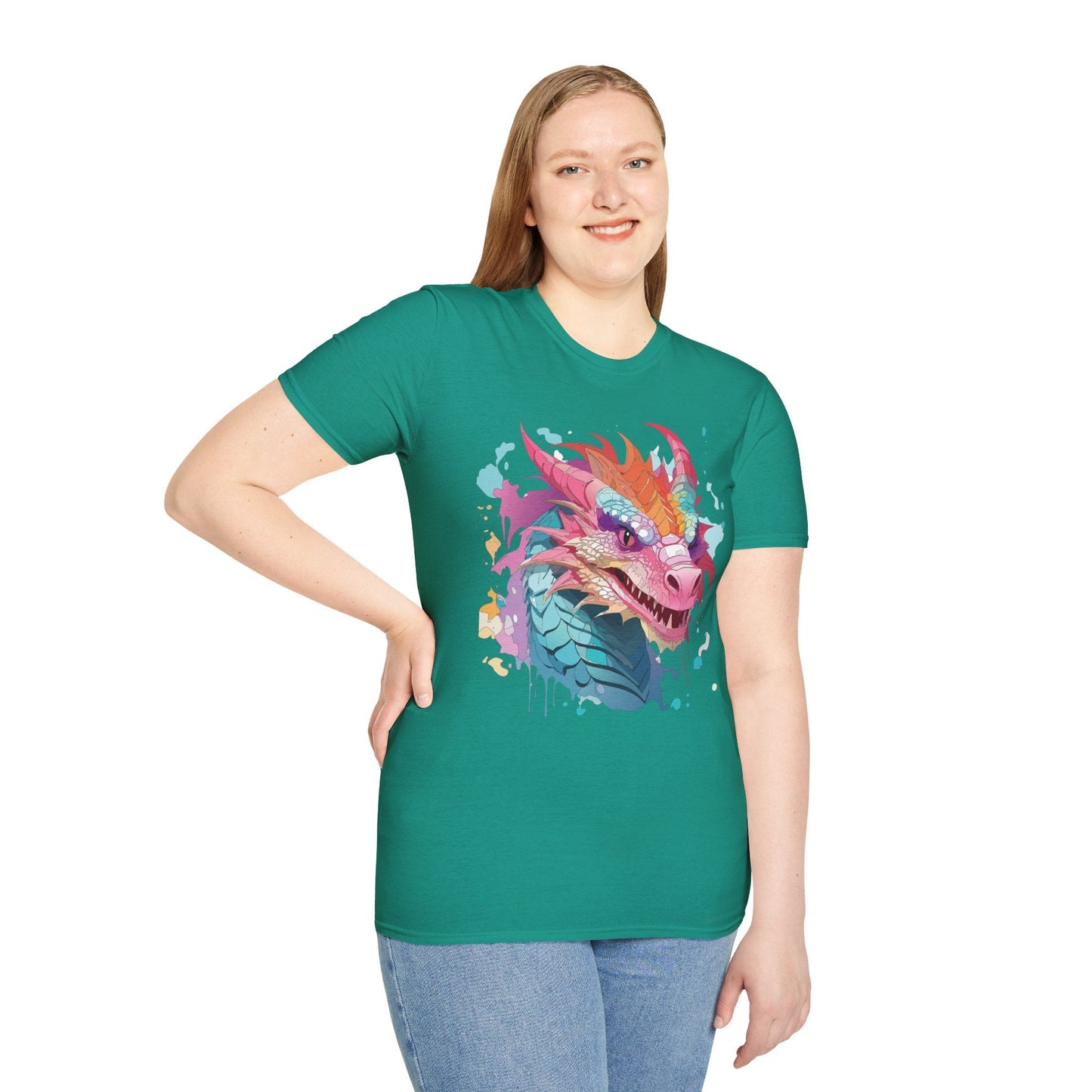 Dragon Graphic Tee Unisex Gildan Softstyle Cotton Shirt With Animal Art Design 64000