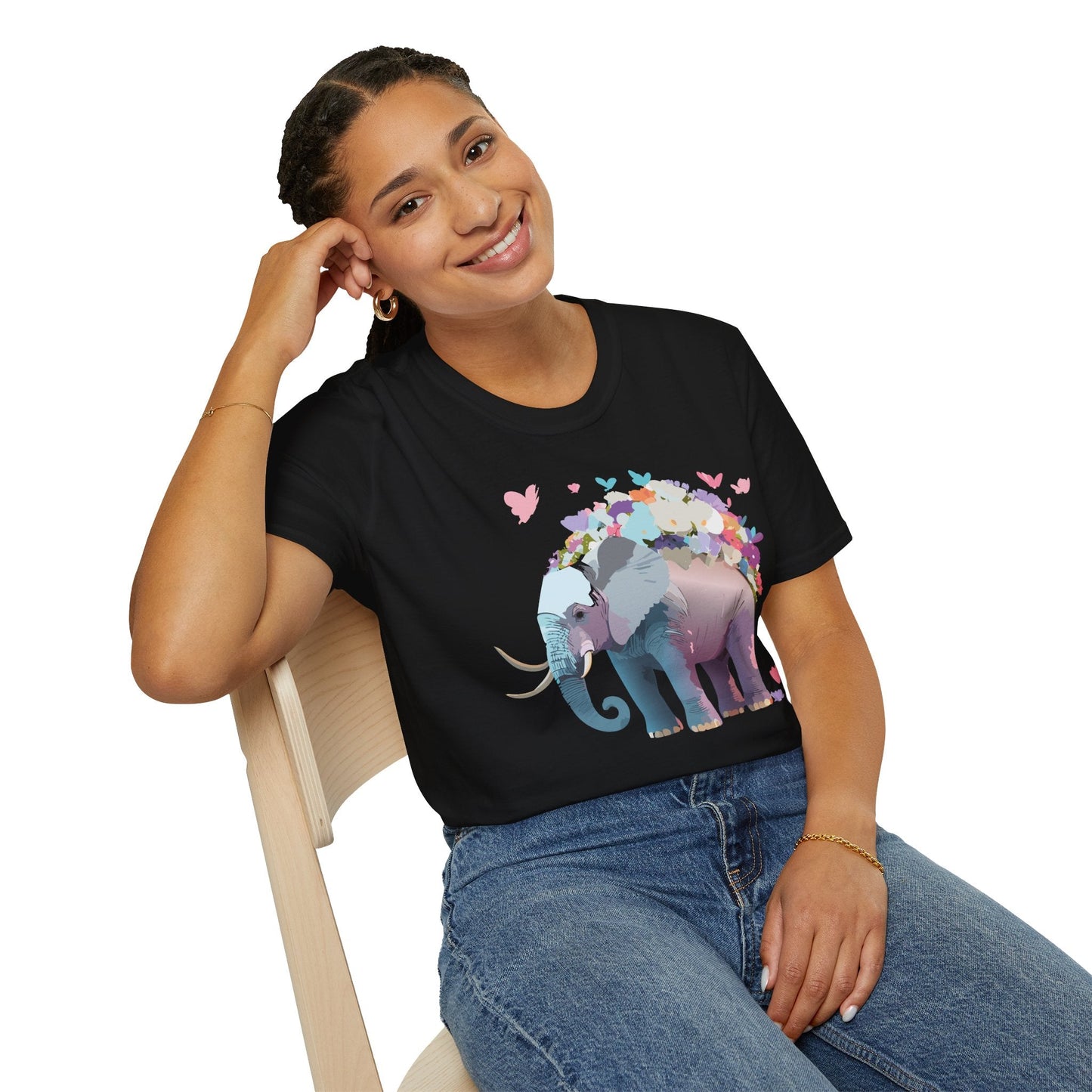 Elephant Graphic T Shirt Unisex Cotton Softstyle Tee Gildan 64000 Elephant Design For Animal Lovers