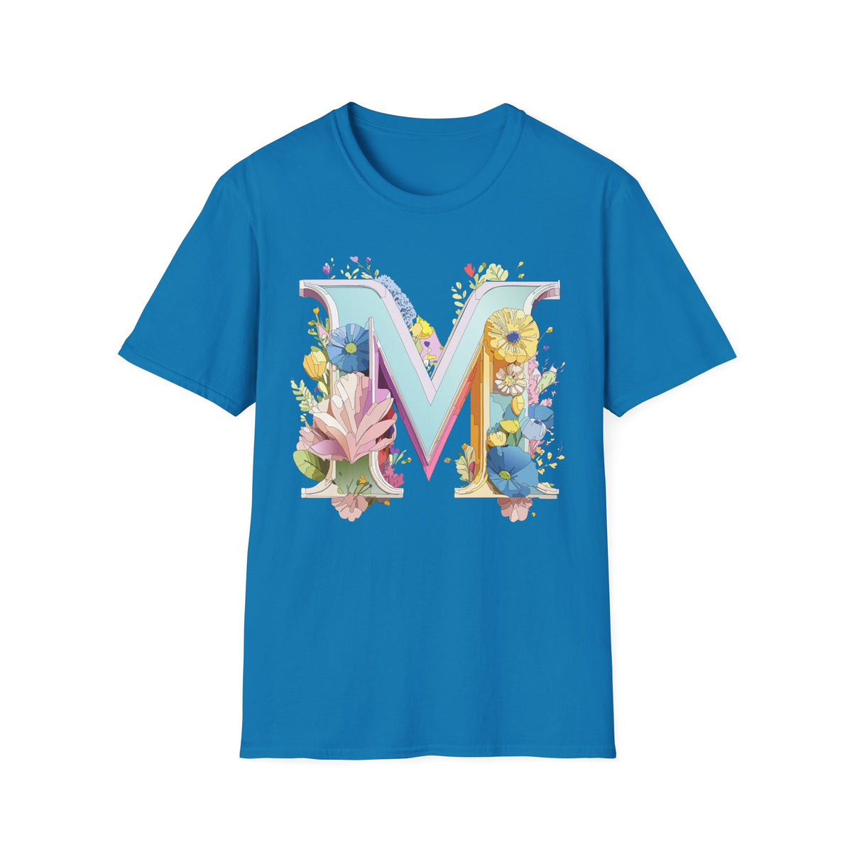 Floral Letter M T-Shirt | Monogram Initial Tee, Spring Flowers