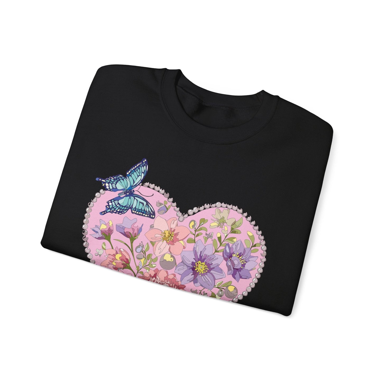 Floral Heart Sweatshirt Valentines Day Unisex Crewneck Cozy Comfort For Cold Weather