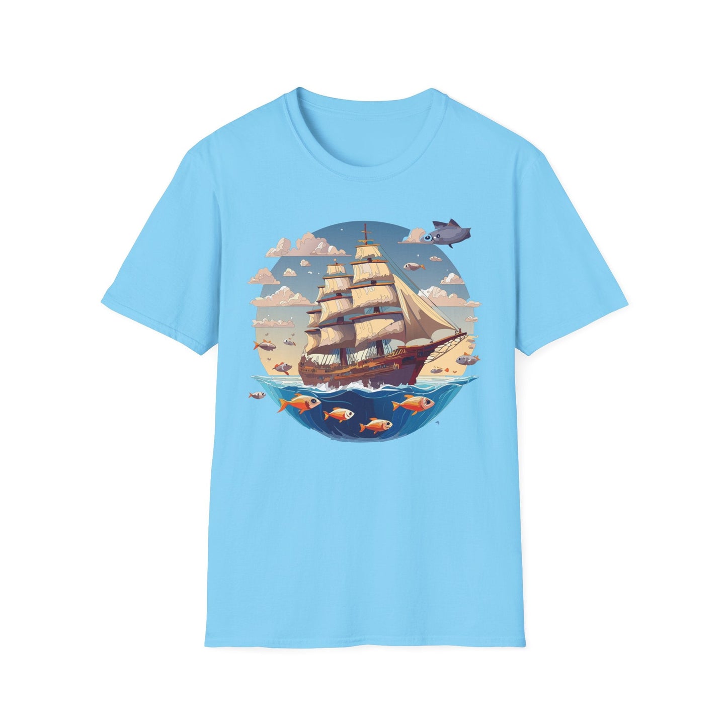 Nautical Ship Frigate Vessel T Shirt Unisex Premium Softstyle Cotton Tee Gildan 64000