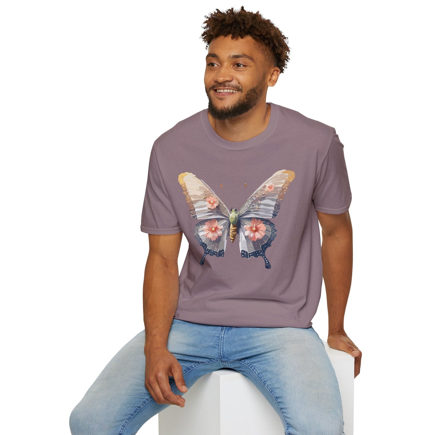 Butterfly T Shirt Unisex Monarch Design Gildan Softstyle 64000 100 Percent Ring Spun Cotton