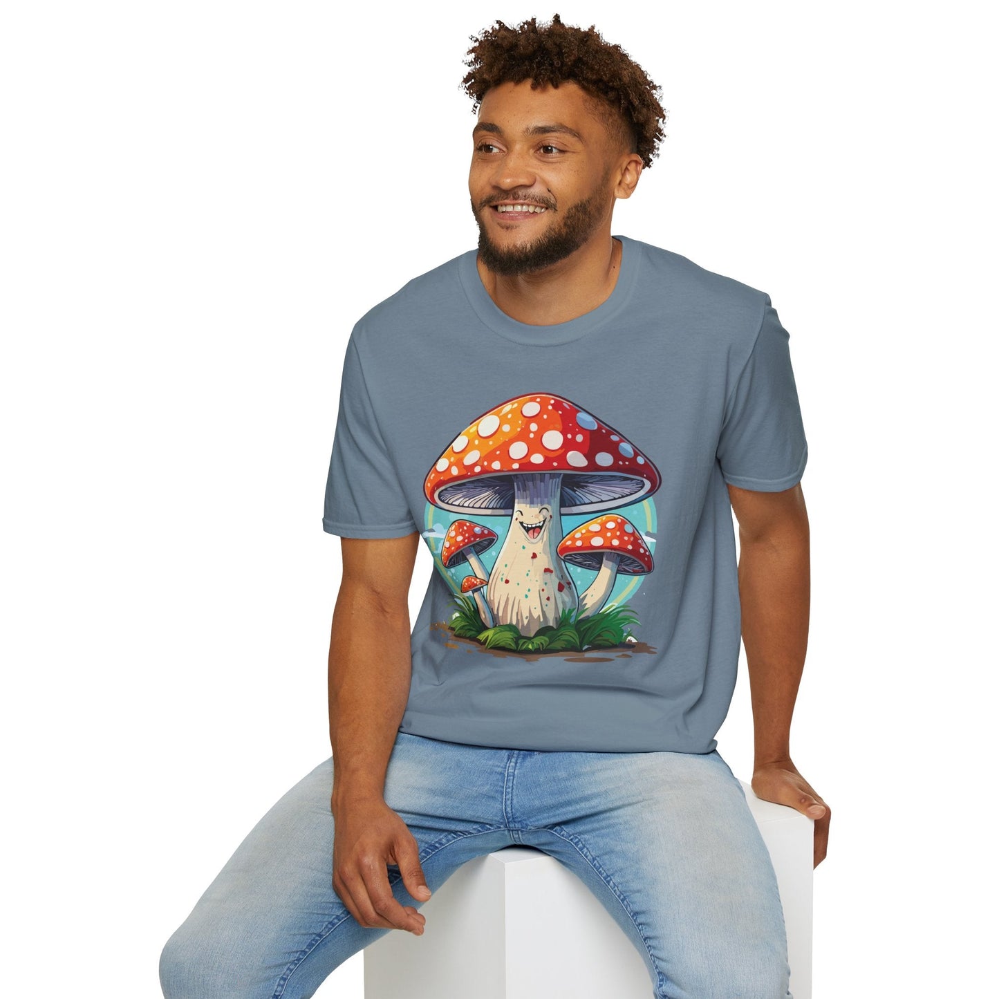Funny Mashroom Graphic Unisex Softstyle Cotton With Cartoon Illustration Design 17