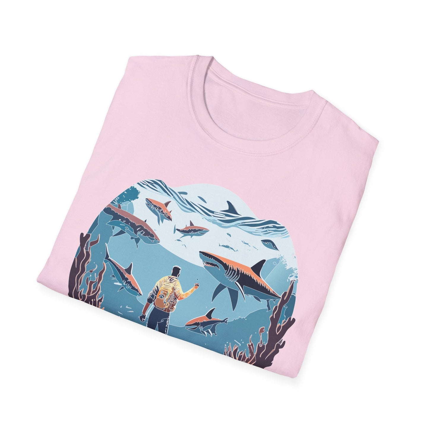 Ocean Theme Unisex Softstyle T Shirt 64000 Cotton Tee With Ocean Art Design Breathable