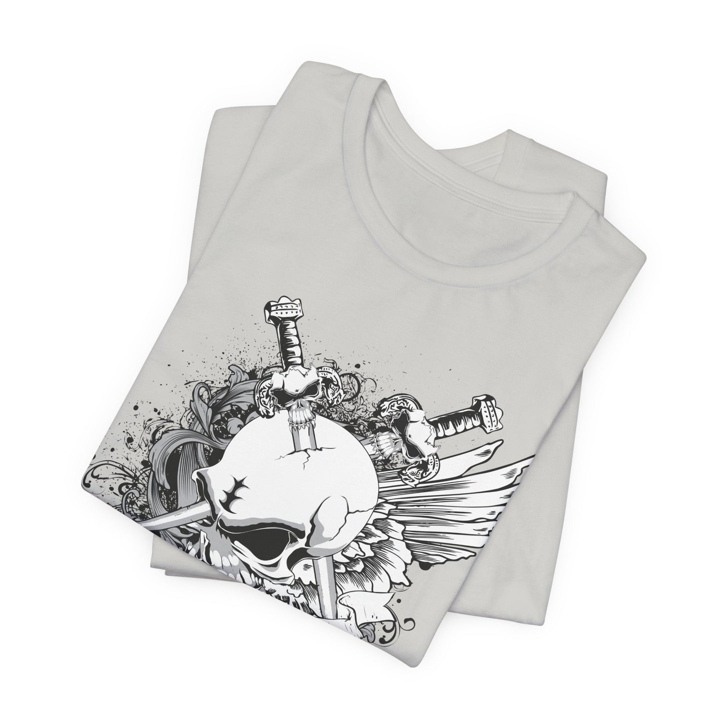 Dagger Skull Graphic Design Tee, Skull Shirt, Vintage Tees, Art Design T-Shirt, Vintage Graphic Tee, Art Shirts with Skulls