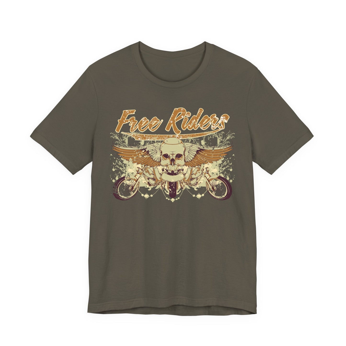 Free Riders Skull Motorcycle Tee Biker Graphic Art Design T-Shirt A-1